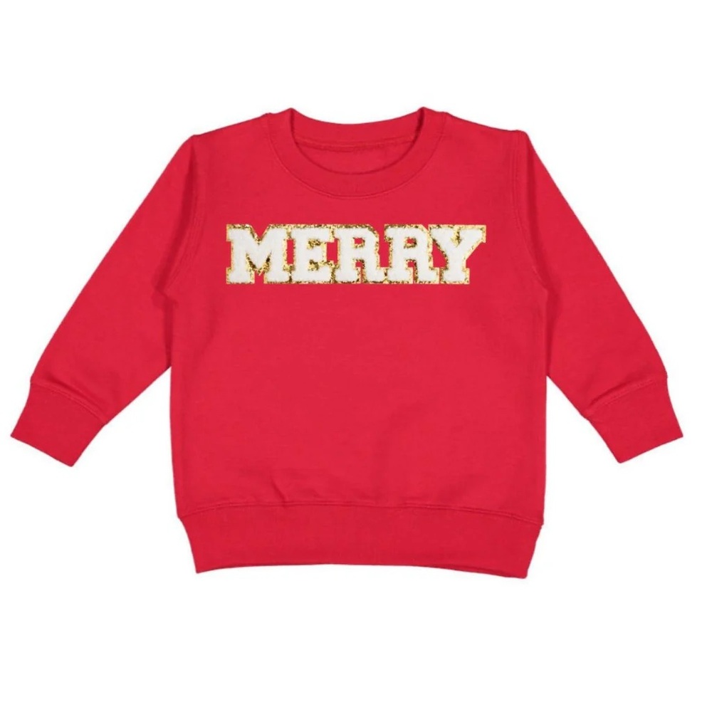 NWT Sweet Wink Red MERRY Patch Holiday Sweatshirt 3T